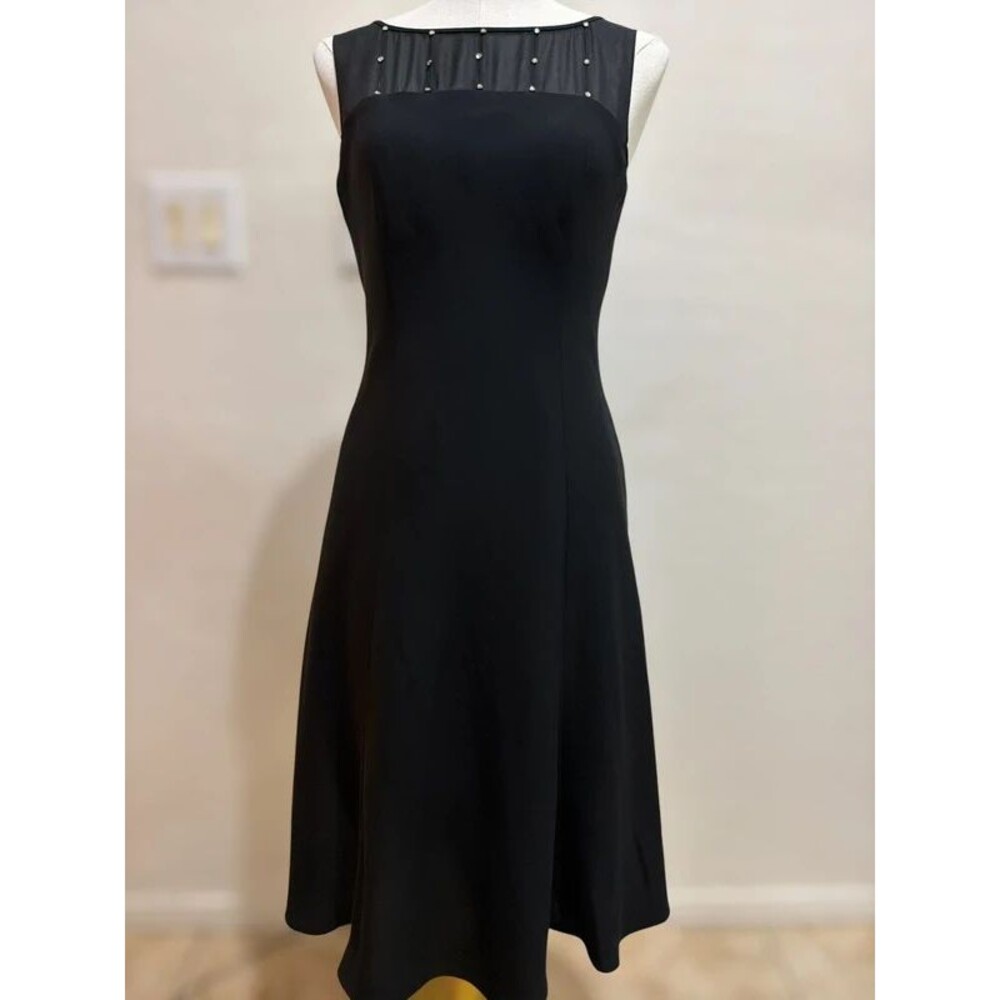 Jones New York Black Rhinestone Cowl Back Midi Dress Size 6 Whimsigoth